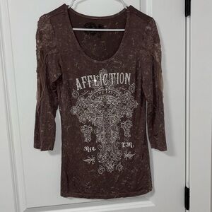 Affliction “Live Fast” quarter sleeve shirt. Laced sleeves. Size medium.